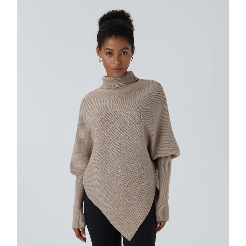 Halara High Neck Long Sleeve Asymmetric Hem Work Sweater M Free Shipping